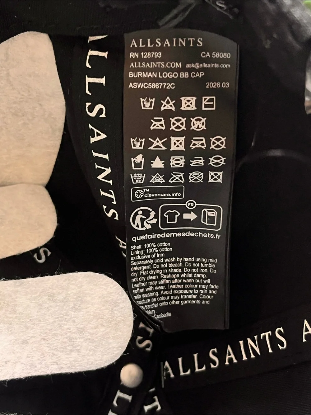 ALLSAINTS Embroidered Logo Baseball Cap